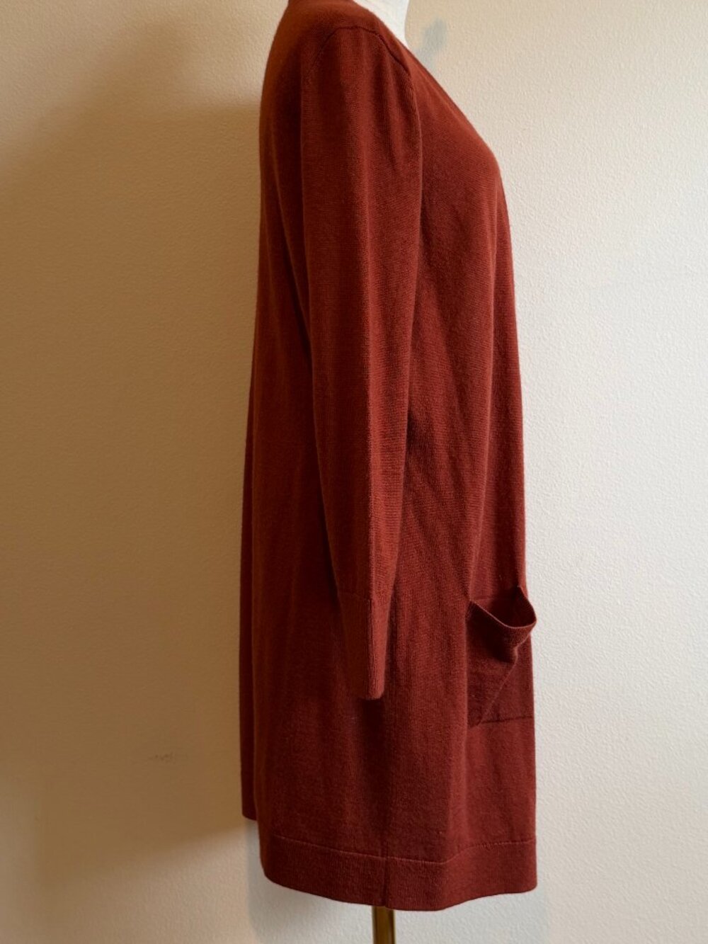 Halogen Merino Wool Blend Cardigan Orange Red Size M - Picture 2 of 7